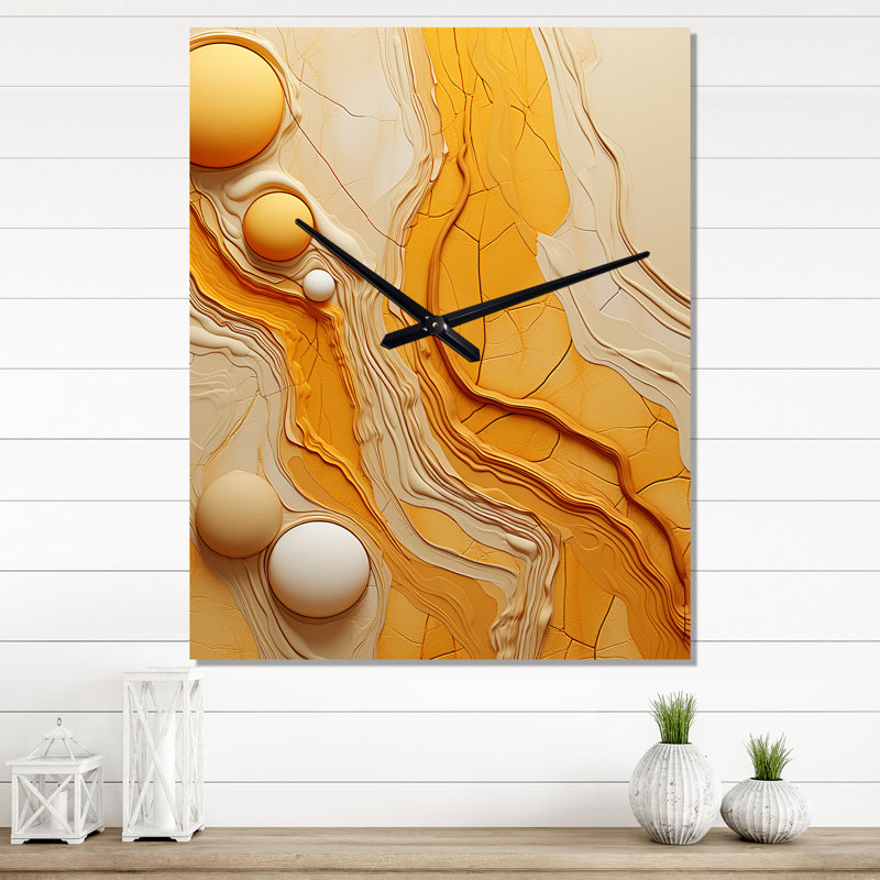 Undefined Continuation Liquid Retro Waves V - Abstract Shapes Modern Wall Clock, Small