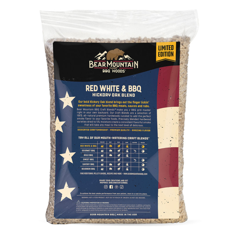 Bear Mountain BBQ, édition limitée, blanc, rouge et granules de bois pour barbecue, 20 livres, bleu