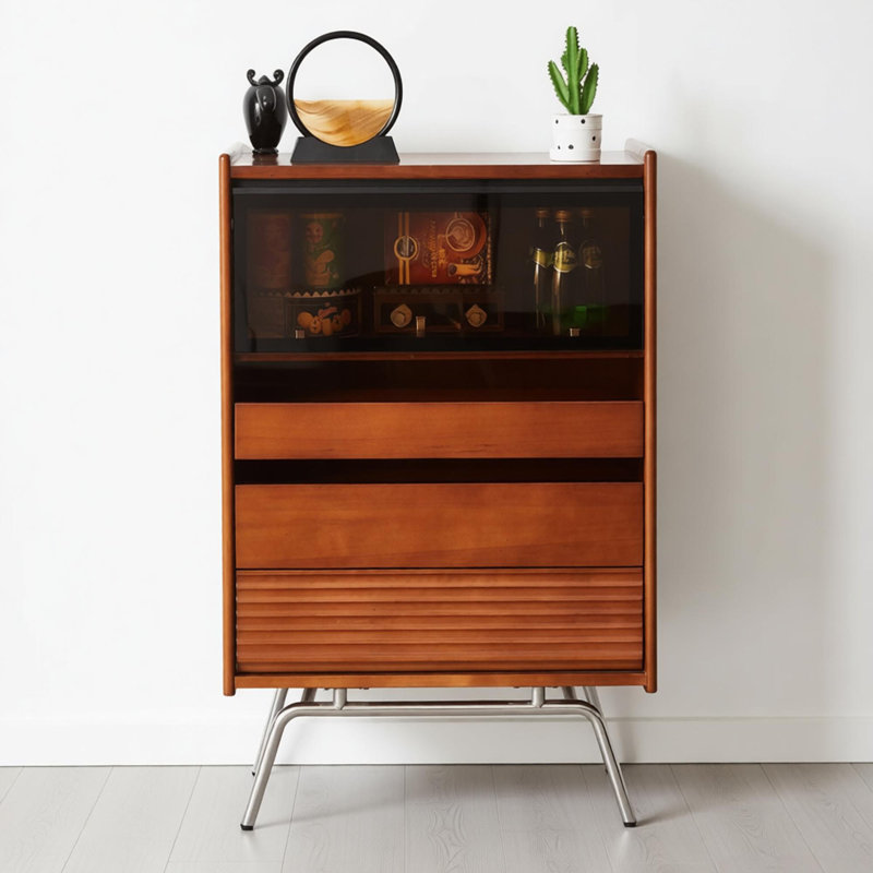 Commode d'appoint rétro avec rangement multifonctionnel, H 39,37 po x l 19,68 po x P 15,74 po