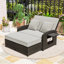 Chaise longue double en PE avec dossier réglable, repose-pieds et coussin confortable-1865594834-1865594837