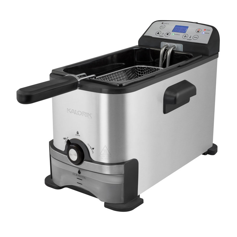 Friteuse numérique Kalorik de 3,2 pte avec filtration d'huile, en acier inoxydable