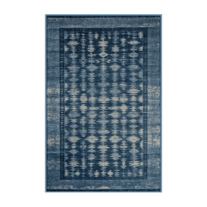 Tapis bleu lavé à la machine, Rectangle 4pi x 6 pi