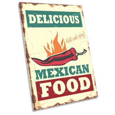 Hot Mexican Food Retro Kitchen 1 Piece Wrapped Canvas Wall Art