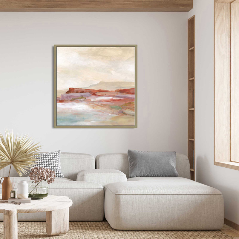 Marguez Twilight Desert Mirage par Carol Robinson - Peinture, L 39,5 po x H 39,5 po, Encadrement brun