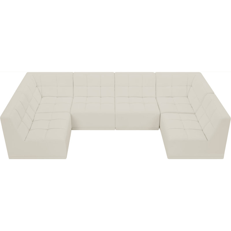 Canapé modulaire en velours Hildick, Velours crème