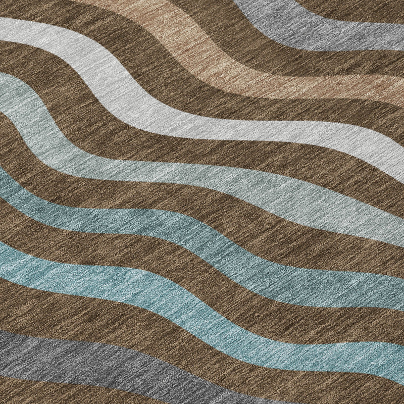 Machine Washable Indoor/Outdoor Chantille ACN2570 Abstract Rug, 3' x 5', Chocolate