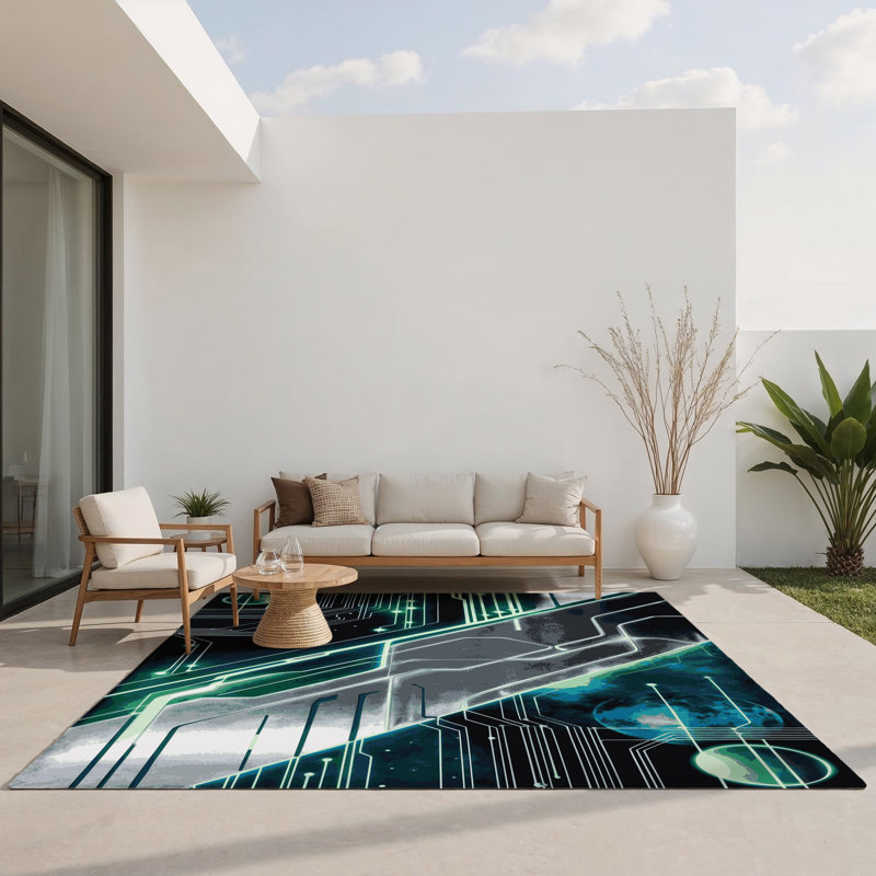 Tapis intérieur et extérieur Stellar Realm, Rectangle 1 pi 6 po x 2 pi 6 po