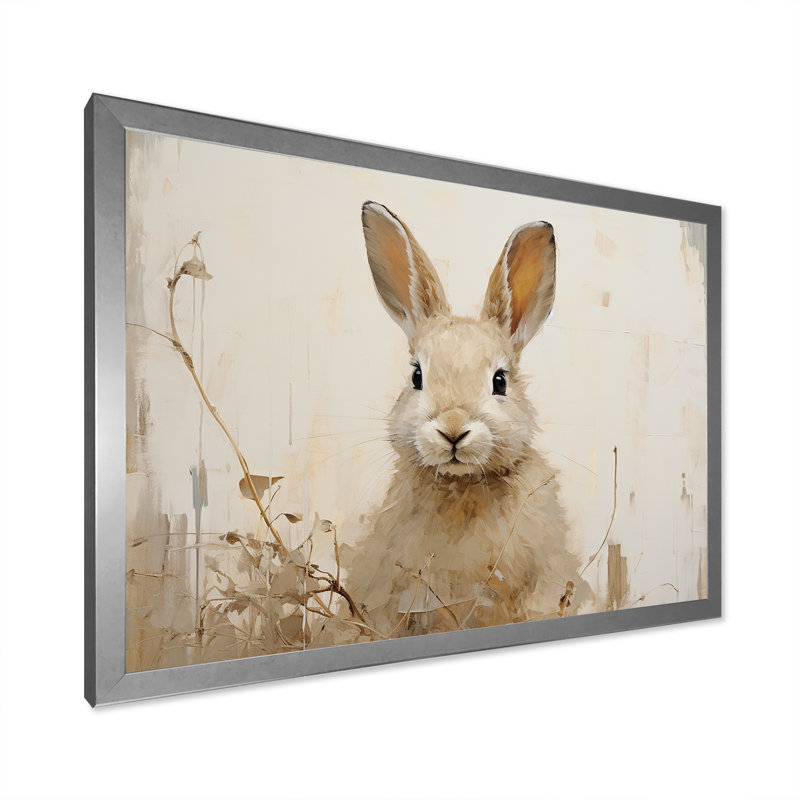 Charme de fleur curieux Bunnys, H 16 po x l 32 po x P 1 po, Cadre simple argenté