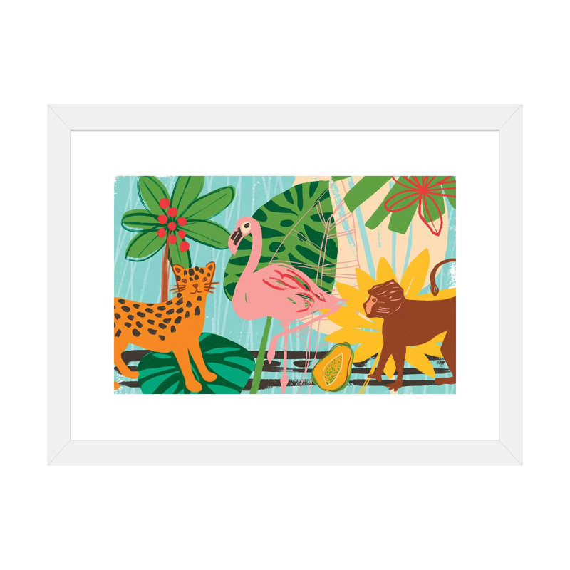 Collection graphique Jungle - impression, Blanc, Toile blanche encadrée, H 16 po x l 24 po x P 1 po