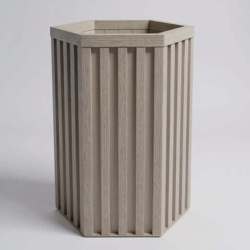 Hexagon Column Planter MD - Grey Brown, 22.25" H x 13.50" W x 11.75" D, Brown Gray