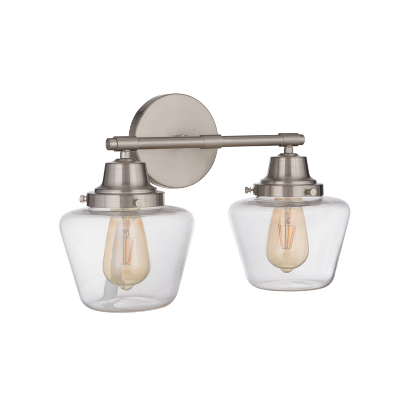 Éclairage pour meuble-lavabo à 2 lumières Akib, Nickel poli brossé