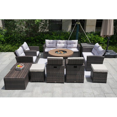 Areefa 11 - Person Patio Conversation Set with Cushions