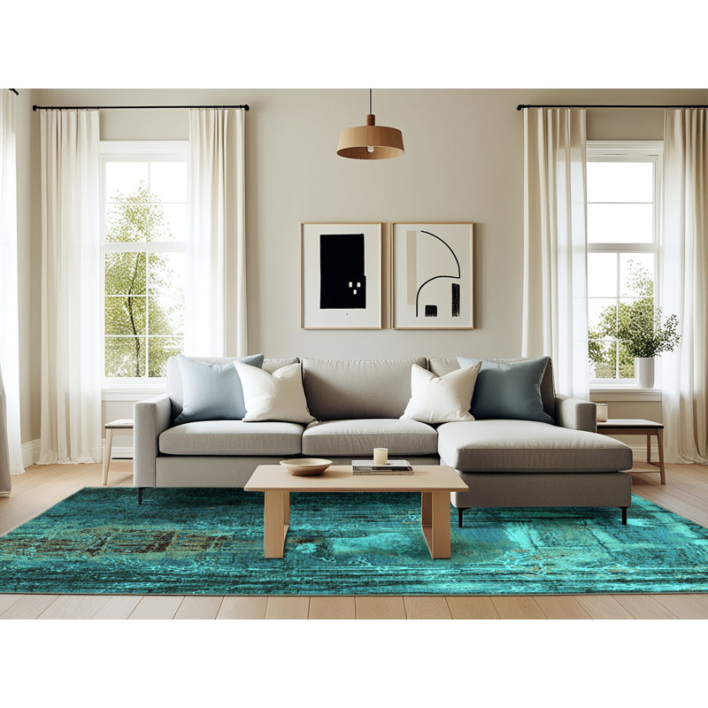 Wenyu Performance Abstract Indoor Rug, Rectangle 6' x 9'