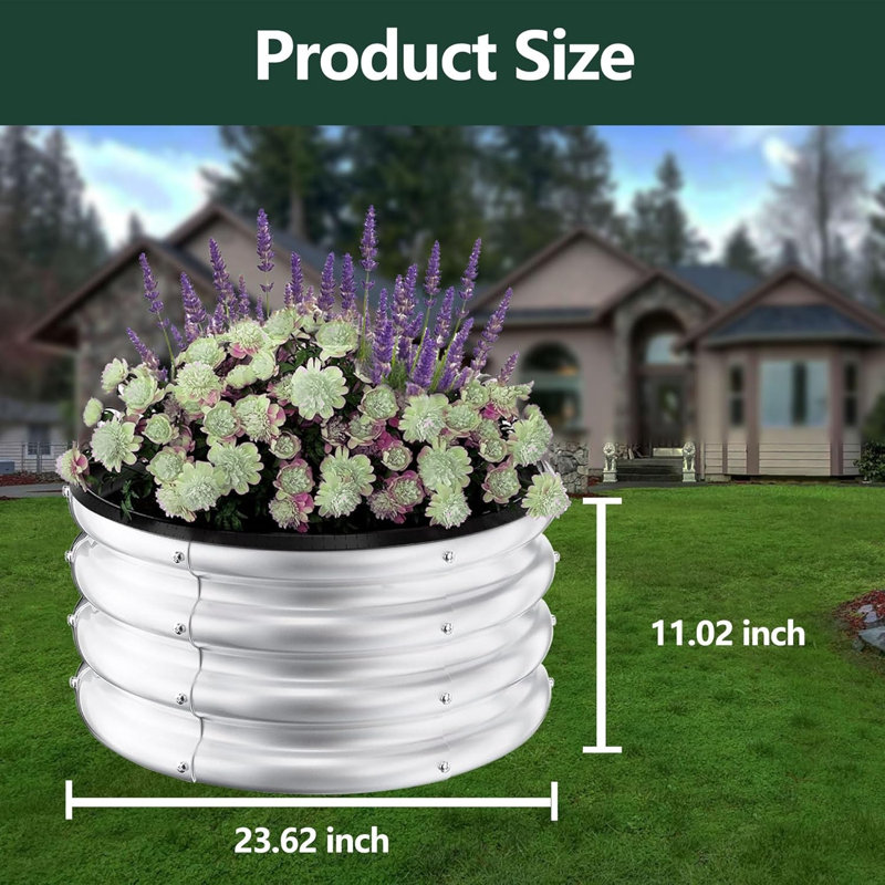 Metal Raised Garden Bed, Silver
