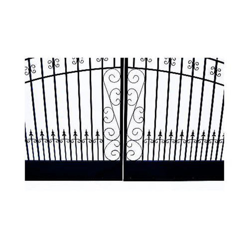 Venice Style Black Steel Dual Driveway Gate with Pedestrian Access