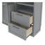 Lit escamotable double pleine grandeur avec placard, tiroirs et tablettes, gris