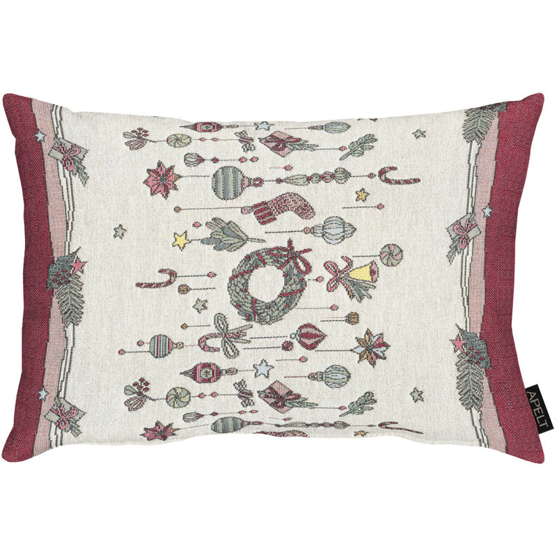 Winterwelt Rectangular Throw Cushion, Nature/Red