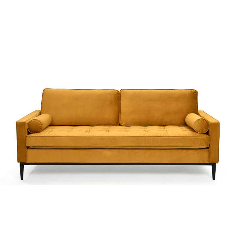 Birchanger 3 Seater Velvet Sofa, Orange/ Gold