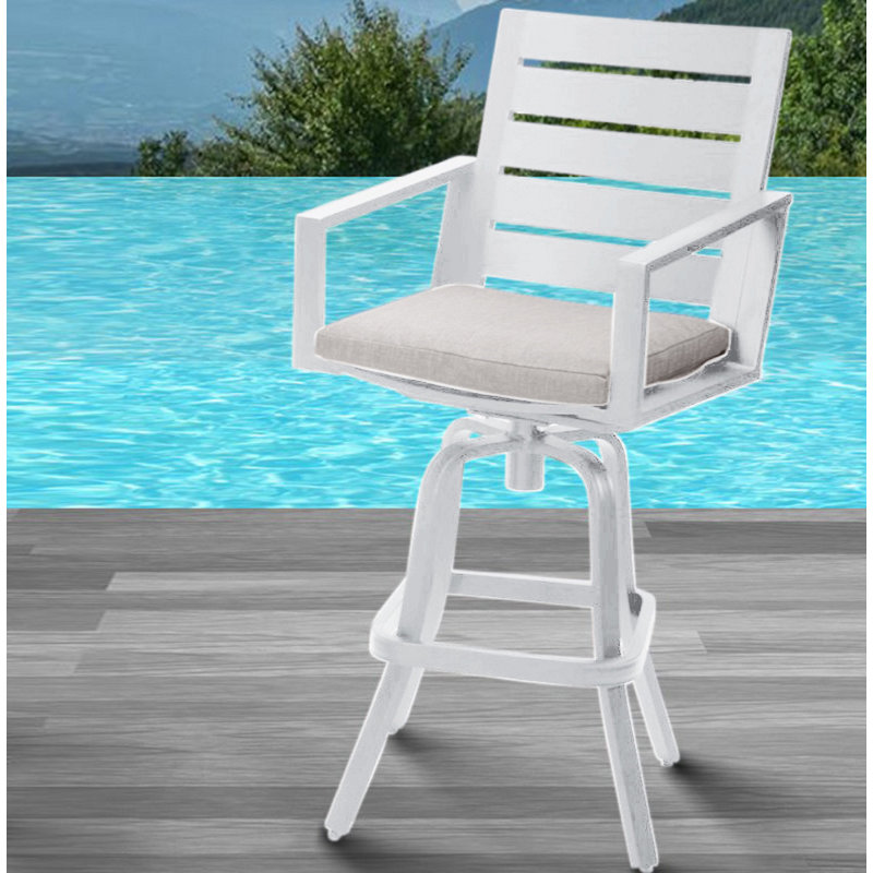 Wahiba Aluminum Outdoor 18'' Stool with Cushion