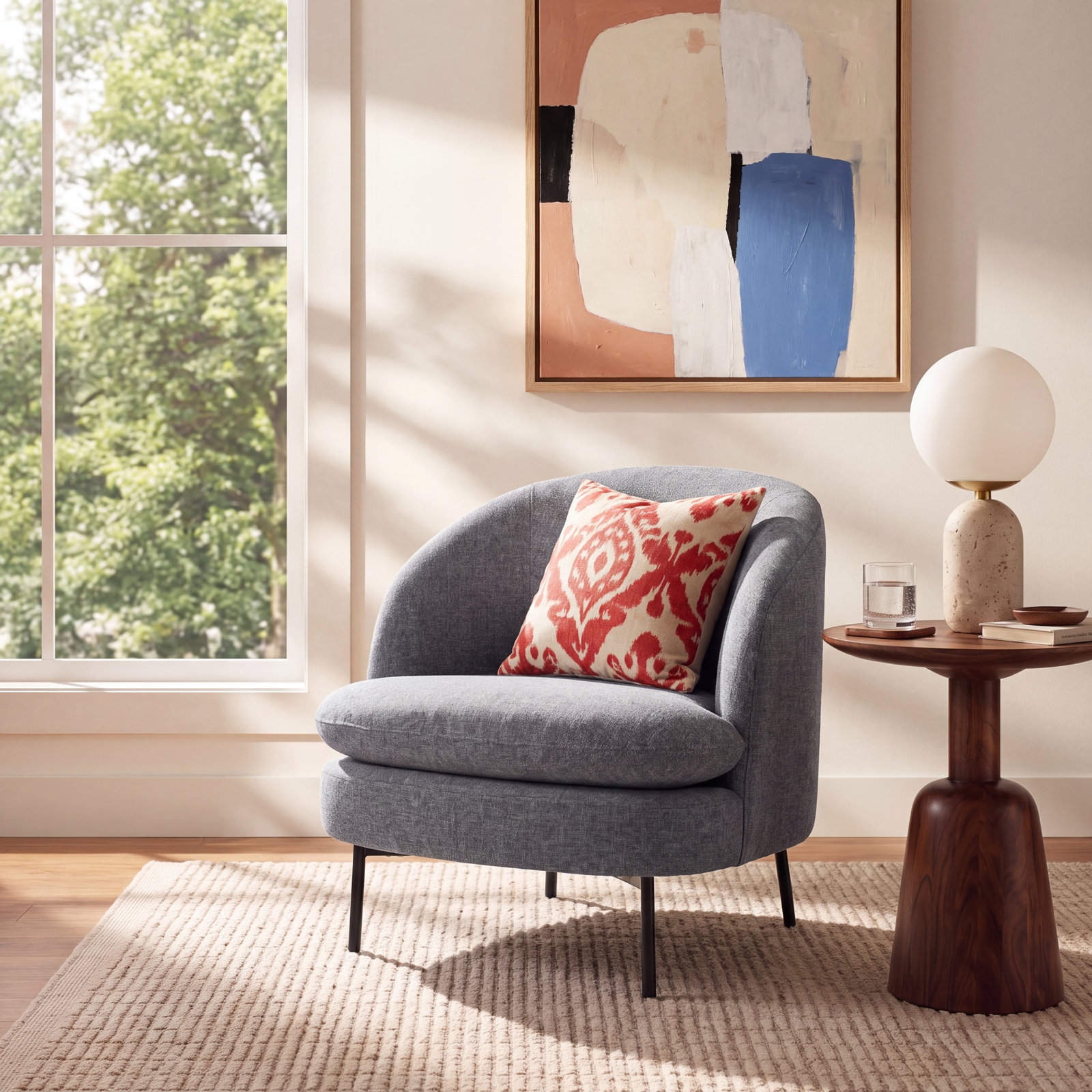 Catana Barrel Chair, Nathan Grey Tweed