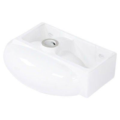 Wall Mounted Ceramic Bathroom Sink, 16X11 Inch, White, Smooth, To Stains And Acids Modern White Mounted, Stain Rim