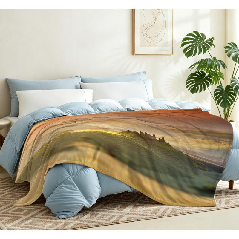 Jeté transparent en flanelle de polaire ultra douce, impression d'un seul côté magnifique paysage italien, Throw 50" x 60"