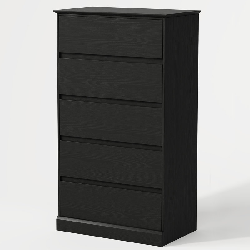 Commode 5 tiroirs moderne en bois l 27,6 po, Noir