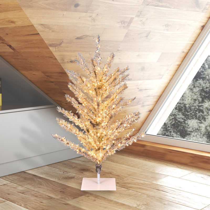 Arbre de Noël artificiel rétro en aluminium, 3 pieds