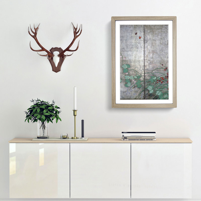 Wild Flowers by Sakai Hoitsu - Framed Print, Oak, 76cm H x 50cm W x 2cm D