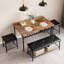 Ensemble de table de salle à manger pour 4 personnes, ensemble de table de cuisine avec banc rembourré et 2 tabourets carrés, structure en métal avec tablettes de rangement, peu encombrant pour les appartements, salle à manger, petits espaces-29414756-29414763-29414765
