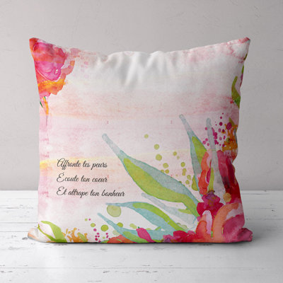 Housse et insert de coussin décoratif Apprendre le bonheur