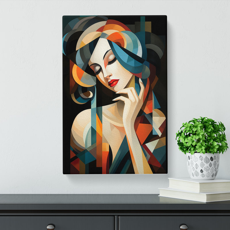Art Deco Woman Cubism Art No.2 - Wrapped Canvas, 60cm H x 40cm W x 3cm D