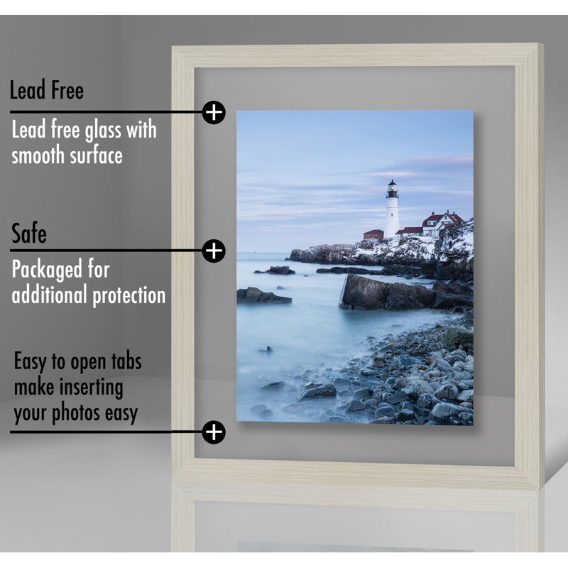 Floating Picture Frame With Polished Glass For Hanging And Tabletop Horizontal And Vertical Format, Brown, 11" x 14"