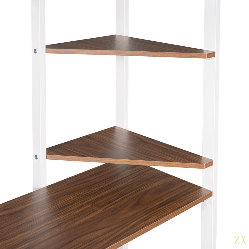 Lit mezzanine simple en métal avec 2 tablettes et un bureau, Blanc