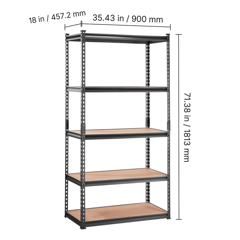 Capacité de 2 000 lb, étagère de rangement réglable en métal noir pour la lessive et la salle de bain, entrepôt