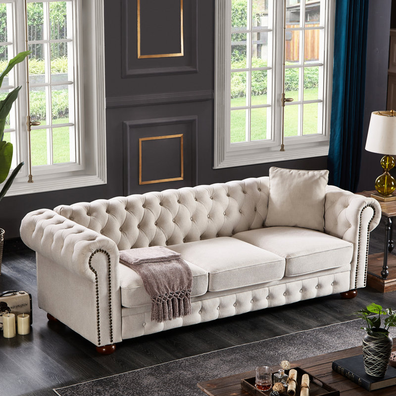 Chesterfield Sofa In Linen Fabric