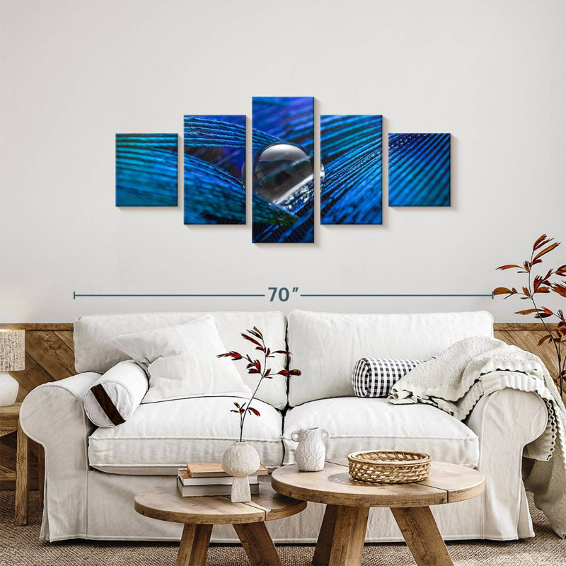 Plume bleue rosée, H 24 po x l 55 po