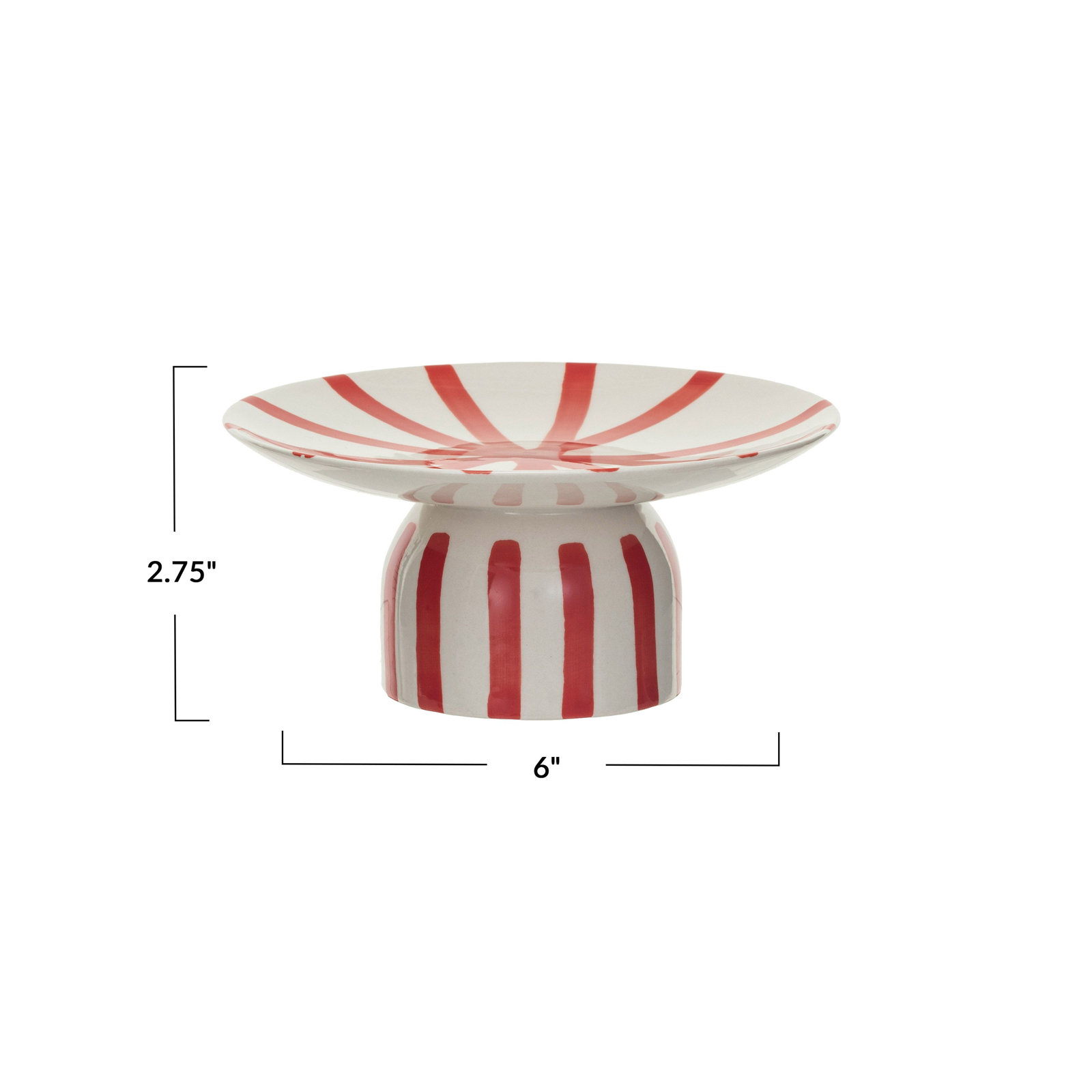 Hand-Painted Stoneware Pedestal With Stripes