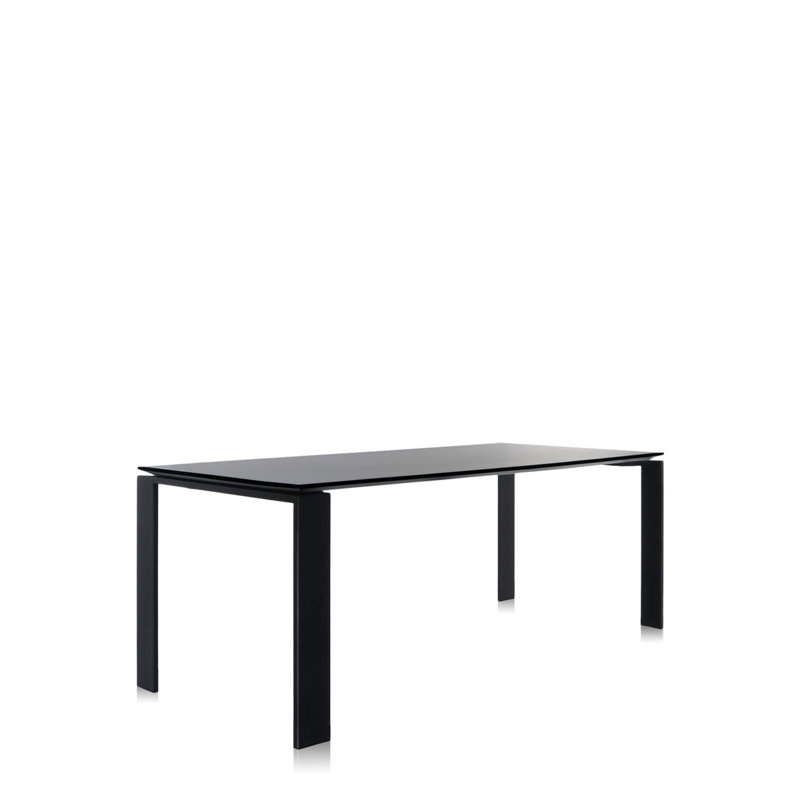Four Metal Base Dining Table, Black, 28" H x 62" W x 31" D