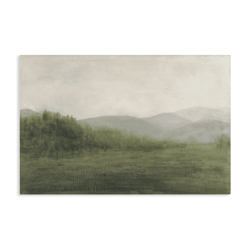 Toile brumeuse campagne verte, design par Walt Johnson, H 20 po x l 30 po