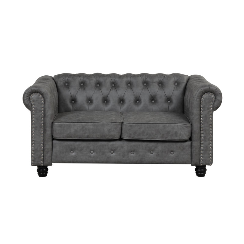 Leite Upholstered 61'' Loveseat, Gray Leather like Fabric