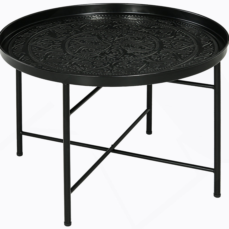 Table basse vintage rétro en métal avec plateau martelé, polyvalente et robuste pour le salon et la chambre à coucher