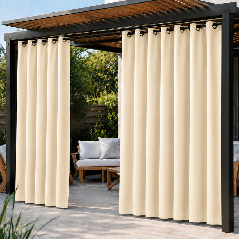 Waterproof Blackout Outdoor Curtains for Patio & Pergola – Premium Privacy & Weatherproof  - 1 Panel, Beige, 54" W x 95" L, 1