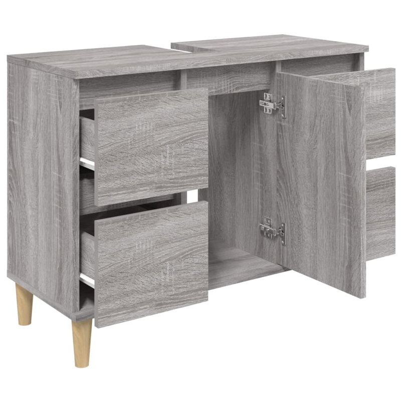 Tonsina Freestanding Bathroom Cabinet, Grey Sonoma/Natural