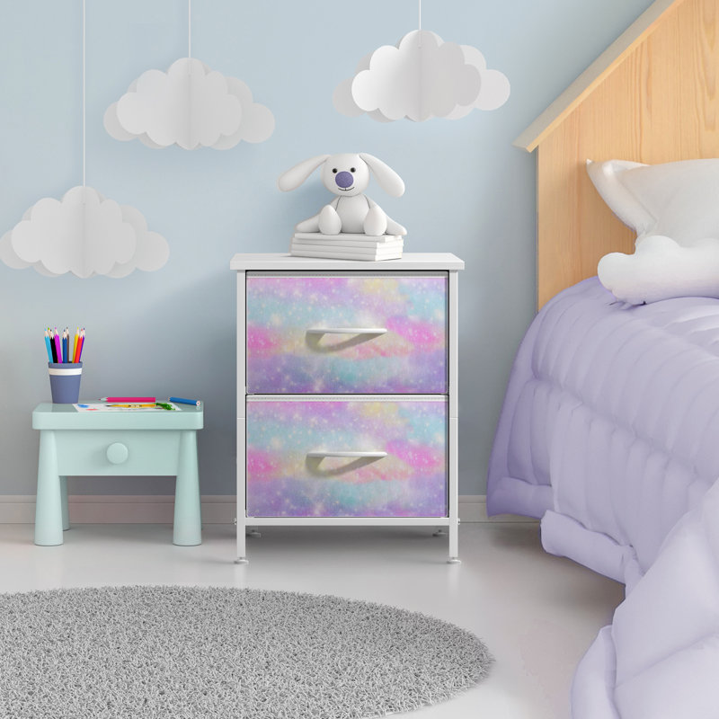 Bedside table with 2 drawers, Jaune