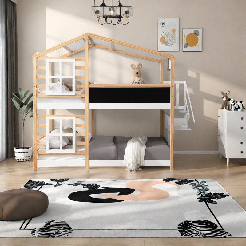 Lits superposés en bois peu encombrants avec échelle de rangement pour enfants