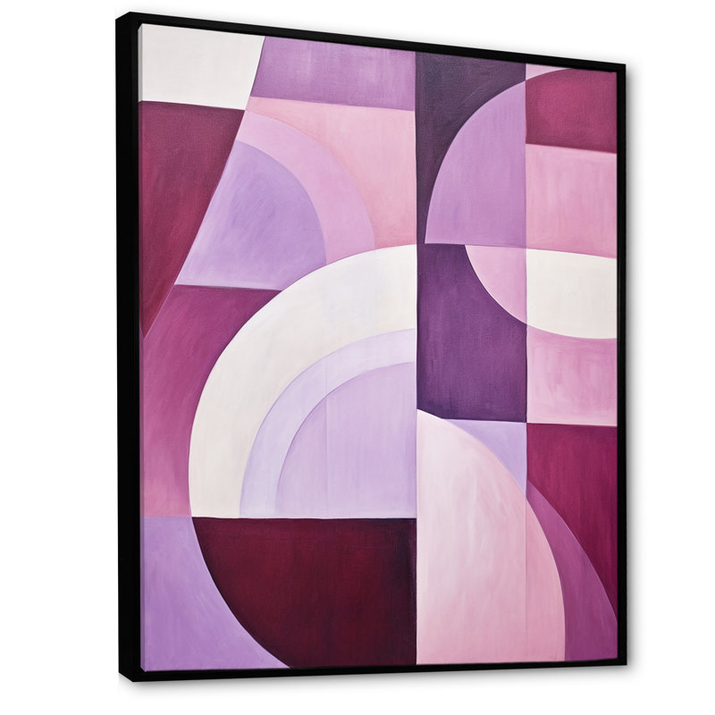 Mauve Motion Abstract Shapes sur impression sur toile, Cadre flottant noir, 32" H x 24" W