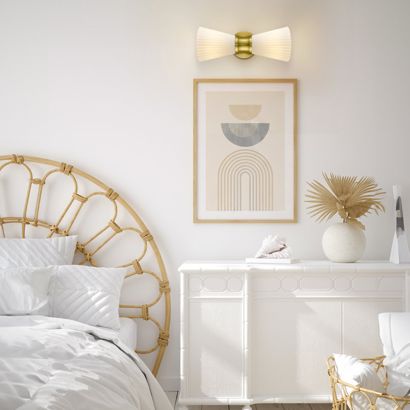 Vintage Dimmable Armed Sconce With Milk Glass Shade Brass, Brushed Brass