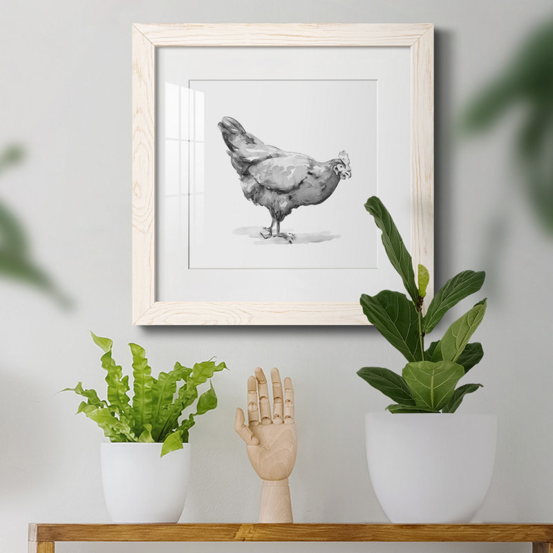 «Barn Fowl II», ensemble de 1 reproductions de photos encadrées sur toile, H 35,5 po x l 35,5 po x P 1,5 po, Cadre blanc