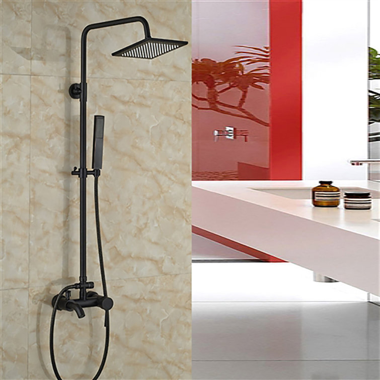 Renalto Single Handle LED Shower Set with Wall-Mount Rain Showerhead